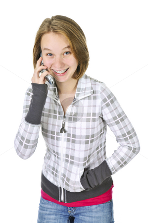 To use this stock image in your creative project, please select the size you need over to the right and click the "Add to Cart" button.
Your downloaded image will come with the Cutcaster watermark removed so don’t worry about the watermark you see on this page. Teenage girl talking on phone stock photo, Teenage girl talking on a cell phone isolated on white background by Elena Elisseeva