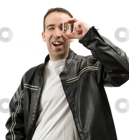 To use this stock image in your creative project, please select the size you need over to the right and click the "Add to Cart" button.
Your downloaded image will come with the Cutcaster watermark removed so don’t worry about the watermark you see on this page. Small Savings stock photo, A young man is happy about his small savings he is holding up, isolated against a white background by Richard Nelson