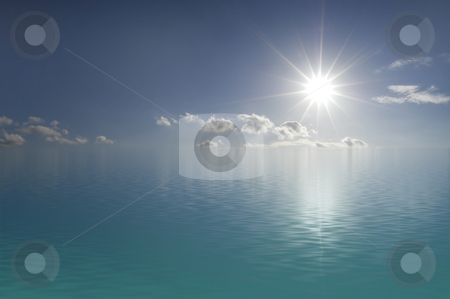 To use this stock image in your creative project, please select the size you need over to the right and click the "Add to Cart" button.
Your downloaded image will come with the Cutcaster watermark removed so don’t worry about the watermark you see on this page. Flooded sky stock photo, Calm ocean and blues sky with sun and white clouds by Magnus Johansson