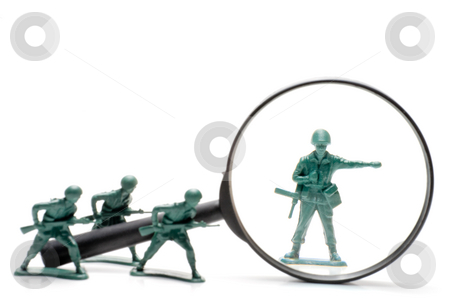 To use this stock image in your creative project, please select the size you need over to the right and click the "Add to Cart" button.
Your downloaded image will come with the Cutcaster watermark removed so don’t worry about the watermark you see on this page. Army Men stock photo, A toy soldier being investigated under a magnifying glass. by Robert Byron