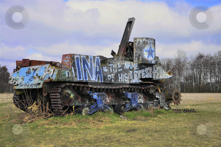 To use this stock image in your creative project, please select the size you need over to the right and click the "Add to Cart" button.
Your downloaded image will come with the Cutcaster watermark removed so don’t worry about the watermark you see on this page. Tank stock photo, Abandoned tank with grafitti by Nils Volkmer
