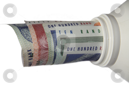 To use this stock image in your creative project, please select the size you need over to the right and click the "Add to Cart" button.
Your downloaded image will come with the Cutcaster watermark removed so don’t worry about the watermark you see on this page. Money in a bottle stock photo, South African Money isolated on a white background by Chris Alleaume