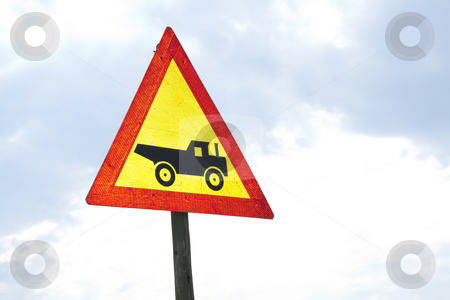 To use this stock image in your creative project, please select the size you need over to the right and click the "Add to Cart" button.
Your downloaded image will come with the Cutcaster watermark removed so don’t worry about the watermark you see on this page. Warning sign - Vehicle stock photo, Warning road sign showing construction vehicle by Chris Alleaume