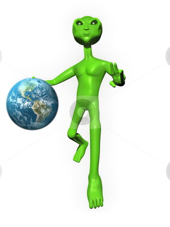 To use this stock image in your creative project, please select the size you need over to the right and click the "Add to Cart" button.
Your downloaded image will come with the Cutcaster watermark removed so don’t worry about the watermark you see on this page. 3D Alien on white background holding Earth stock photo, 3D Alien on a white background posing by John Teeter