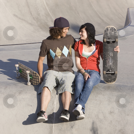 To use this stock image in your creative project, please select the size you need over to the right and click the "Add to Cart" button.
Your downloaded image will come with the Cutcaster watermark removed so don’t worry about the watermark you see on this page. Kids at skatepark stock photo, Kids at skatepark by Rick Becker-Leckrone