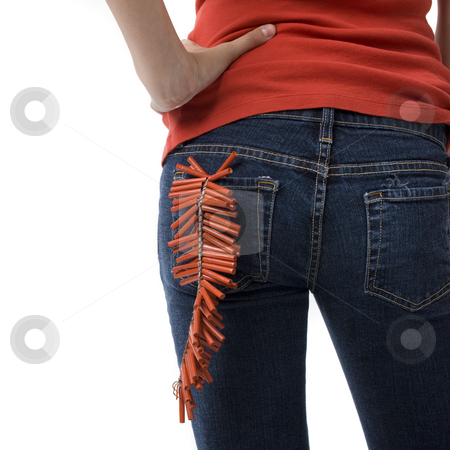 To use this stock image in your creative project, please select the size you need over to the right and click the "Add to Cart" button.
Your downloaded image will come with the Cutcaster watermark removed so don’t worry about the watermark you see on this page. Girl with firecrackers stock photo, A girl with firecrackers in her back pocket by Rick Becker-Leckrone