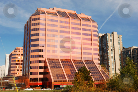 To use this stock image in your creative project, please select the size you need over to the right and click the "Add to Cart" button.
Your downloaded image will come with the Cutcaster watermark removed so don’t worry about the watermark you see on this page. Modern pink high-rise. stock photo, A very nice looking pink glass and concrete office building in downtown
of Mississauga. by Horst Petzold