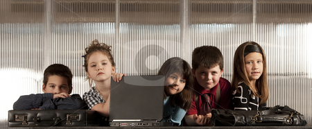 To use this stock image in your creative project, please select the size you need over to the right and click the "Add to Cart" button.
Your downloaded image will come with the Cutcaster watermark removed so don’t worry about the watermark you see on this page. Business Kids stock photo, Kids posing as a professional business team by Scott Griessel