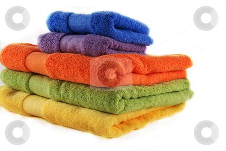 To use this stock image in your creative project, please select the size you need over to the right and click the "Add to Cart" button.
Your downloaded image will come with the Cutcaster watermark removed so don’t worry about the watermark you see on this page. Bath towels stock photo, Stock pictures of colorful bath towels stacked by Albert Lozano