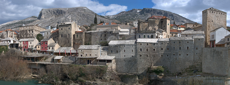 To use this stock image in your creative project, please select the size you need over to the right and click the "Add to Cart" button.
Your downloaded image will come with the Cutcaster watermark removed so don’t worry about the watermark you see on this page. Panorama of Mostar Old Town stock photo, Panorama of Mostar Old Town on a sunny winter day. by Denis Radovanovic