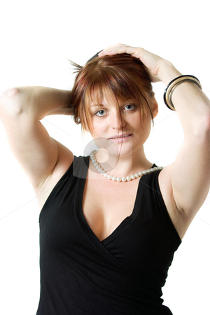 To use this stock image in your creative project, please select the size you need over to the right and click the "Add to Cart" button.
Your downloaded image will come with the Cutcaster watermark removed so don’t worry about the watermark you see on this page. Redhead sensual woman stock photo, Redhead sensual woman touching her head by Natalia Macheda