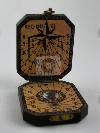 To use this stock image in your creative project, please select the size you need over to the right and click the "Add to Cart" button.
Your downloaded image will come with the Cutcaster watermark removed so don’t worry about the watermark you see on this page. Sun dial stock photo, A pocket, small sun clock, antique by Albert Lozano