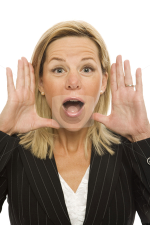 To use this stock image in your creative project, please select the size you need over to the right and click the "Add to Cart" button.
Your downloaded image will come with the Cutcaster watermark removed so don’t worry about the watermark you see on this page. Businesswoman yells stock photo, Businesswoman in a suit gestures with her hands and yells by Rick Becker-Leckrone