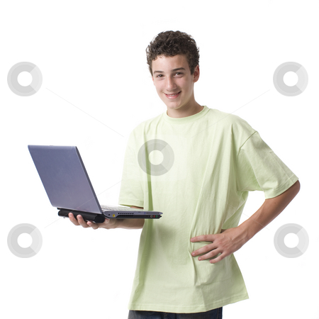 To use this stock image in your creative project, please select the size you need over to the right and click the "Add to Cart" button.
Your downloaded image will come with the Cutcaster watermark removed so don’t worry about the watermark you see on this page. Happy kid with laptop stock photo, Happy kid holds a laptopl in a studio by Rick Becker-Leckrone