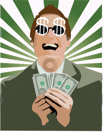To use this stock image in your creative project, please select the size you need over to the right and click the "Add to Cart" button.
Your downloaded image will come with the Cutcaster watermark removed so don’t worry about the watermark you see on this page. A happy men with money stock vector clipart, by Adelina Green