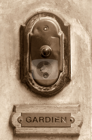 To use this stock image in your creative project, please select the size you need over to the right and click the "Add to Cart" button.
Your downloaded image will come with the Cutcaster watermark removed so don’t worry about the watermark you see on this page. Old doorbell stock photo, Old French doorbell sepia toned with concierge label by Laurent Dambies