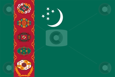 To use this stock image in your creative project, please select the size you need over to the right and click the "Add to Cart" button.
Your downloaded image will come with the Cutcaster watermark removed so don’t worry about the watermark you see on this page. Flag Of Turkmenistan stock photo, 2D illustration of the flag of Turkmenistan by Tudor Antonel adrian