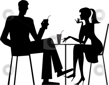 To use this stock image in your creative project, please select the size you need over to the right and click the "Add to Cart" button.
Your downloaded image will come with the Cutcaster watermark removed so don’t worry about the watermark you see on this page. Silhouette of a couple at cafe stock vector clipart, Silhouette of a couple sitting at cafe by Vanda Grigorovic