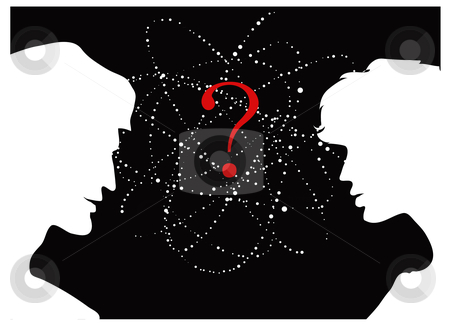 To use this stock image in your creative project, please select the size you need over to the right and click the "Add to Cart" button.
Your downloaded image will come with the Cutcaster watermark removed so don’t worry about the watermark you see on this page. Question stock vector clipart, Silhouettes of two people looking for answers by Vanda Grigorovic