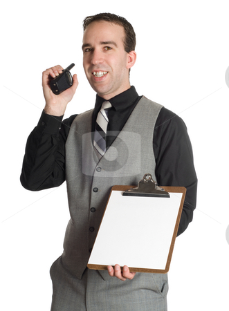 To use this stock image in your creative project, please select the size you need over to the right and click the "Add to Cart" button.
Your downloaded image will come with the Cutcaster watermark removed so don’t worry about the watermark you see on this page. Sign Here stock photo, A young man wearing a suit is smiling while he hands over a clipboard with blank paper on it, isolated against a white background by Richard Nelson