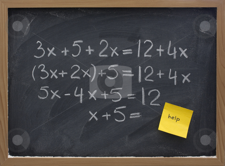 To use this stock image in your creative project, please select the size you need over to the right and click the "Add to Cart" button.
Your downloaded image will come with the Cutcaster watermark removed so don’t worry about the watermark you see on this page. Help with math concept stock photo, Simple mathematics (equation simplification) on blackboard with a yellow sticky note calling for help by Marek Uliasz