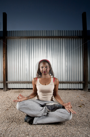 To use this stock image in your creative project, please select the size you need over to the right and click the "Add to Cart" button.
Your downloaded image will come with the Cutcaster watermark removed so don’t worry about the watermark you see on this page. African-American woman meditating stock photo, African-American woman meditating in front of corrugated metal by Scott Griessel