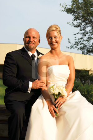 To use this stock image in your creative project, please select the size you need over to the right and click the "Add to Cart" button.
Your downloaded image will come with the Cutcaster watermark removed so don’t worry about the watermark you see on this page. Bride and groom. stock photo, An just married couple standing in the park at sunset for a photo shoot. by Horst Petzold