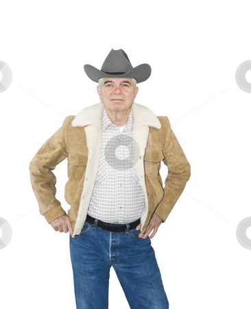 To use this stock image in your creative project, please select the size you need over to the right and click the "Add to Cart" button.
Your downloaded image will come with the Cutcaster watermark removed so don’t worry about the watermark you see on this page. Serious Senior Cowboy stock photo, Serious Senior Cowboy on a white background by John Teeter