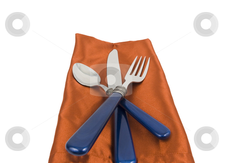 To use this stock image in your creative project, please select the size you need over to the right and click the "Add to Cart" button.
Your downloaded image will come with the Cutcaster watermark removed so don’t worry about the watermark you see on this page. Silverware stock photo, Spoon, knife and fork on a nakpin on white background by John Teeter