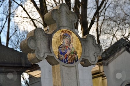 To use this stock image in your creative project, please select the size you need over to the right and click the "Add to Cart" button.
Your downloaded image will come with the Cutcaster watermark removed so don’t worry about the watermark you see on this page. Mosaic cross of virgin Mary stock photo, Mosaic cross of virgin Mary by Jaime Pharr