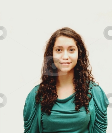 To use this stock image in your creative project, please select the size you need over to the right and click the "Add to Cart" button.
Your downloaded image will come with the Cutcaster watermark removed so don’t worry about the watermark you see on this page. Young smiling girl. stock photo, A young girl in turquoise sweater for white background. by Horst Petzold