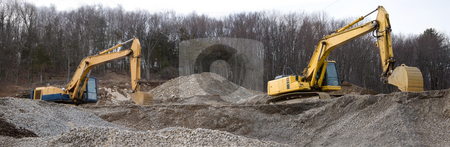 To use this stock image in your creative project, please select the size you need over to the right and click the "Add to Cart" button.
Your downloaded image will come with the Cutcaster watermark removed so don’t worry about the watermark you see on this page. Contruction Site Panorama stock photo, A panoramic view of a construction site with large earth movers. by Todd Arena