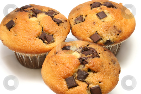 To use this stock image in your creative project, please select the size you need over to the right and click the "Add to Cart" button.
Your downloaded image will come with the Cutcaster watermark removed so don’t worry about the watermark you see on this page. Chocolate Chip Muffins stock photo, Close up of three chocolate chip muffins on a white background by Helen Shorey