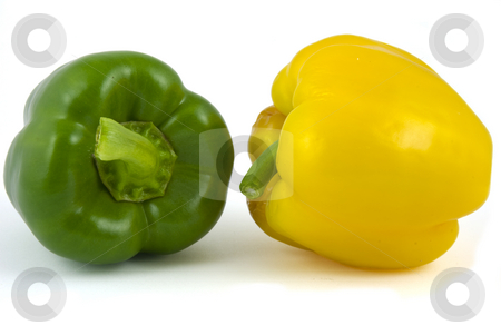 To use this stock image in your creative project, please select the size you need over to the right and click the "Add to Cart" button.
Your downloaded image will come with the Cutcaster watermark removed so don’t worry about the watermark you see on this page. Two bell peppers stock photo, Yellow and green bell peppers isolated on white background by Gert-Jan Kappert