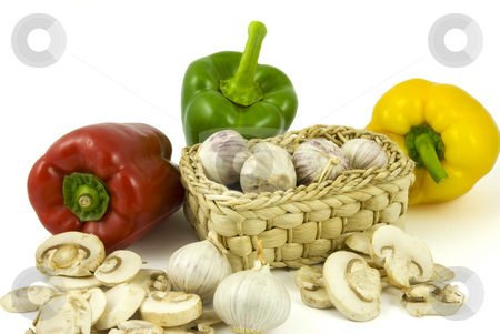 To use this stock image in your creative project, please select the size you need over to the right and click the "Add to Cart" button.
Your downloaded image will come with the Cutcaster watermark removed so don’t worry about the watermark you see on this page. Pepper, garlics and champignon mushrooms stock photo, Bell peppers with fresh garlics and sliced champignon mushrooms isolated on white background. by Gert-Jan Kappert