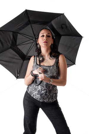 To use this stock image in your creative project, please select the size you need over to the right and click the "Add to Cart" button.
Your downloaded image will come with the Cutcaster watermark removed so don’t worry about the watermark you see on this page. Beautiful woman with umbrella stock photo, Beautiful caucasian woman with umbrella and attitude, isolated by Paul Hakimata