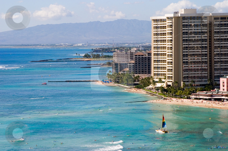 To use this stock image in your creative project, please select the size you need over to the right and click the "Add to Cart" button.
Your downloaded image will come with the Cutcaster watermark removed so don’t worry about the watermark you see on this page. Waikiki Beaches stock photo, A view of the Waikiki coastline. by Rick Parsons