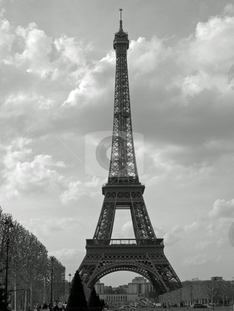 To use this stock image in your creative project, please select the size you need over to the right and click the "Add to Cart" button.
Your downloaded image will come with the Cutcaster watermark removed so don’t worry about the watermark you see on this page. Eiffel Tower stock photo, Black and white image of Eiffel Tower with sky background by Jaime Pharr