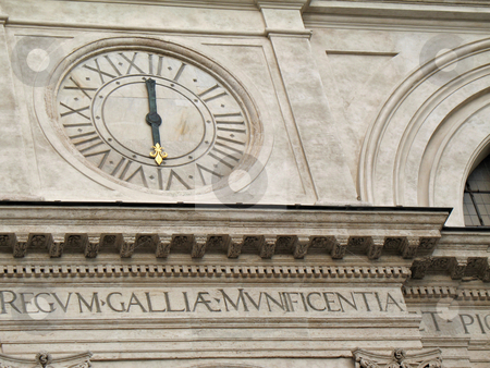 To use this stock image in your creative project, please select the size you need over to the right and click the "Add to Cart" button.
Your downloaded image will come with the Cutcaster watermark removed so don’t worry about the watermark you see on this page. Trinita' dei Monti Clock stock photo, Trinit? dei Monti, famous church in Rome. Scenographic dominance above the Spanish Steps that descend into the Piazza di Spagna by Roberto Marinello