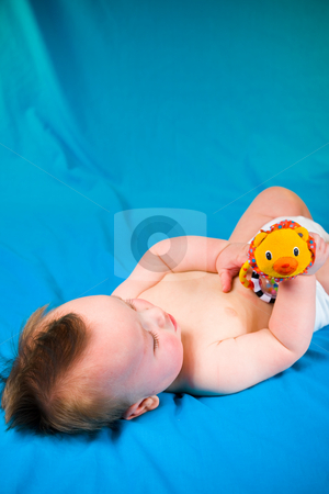 To use this stock image in your creative project, please select the size you need over to the right and click the "Add to Cart" button.
Your downloaded image will come with the Cutcaster watermark removed so don’t worry about the watermark you see on this page. Cute Baby Boy stock photo, A portrait of a cute five month old baby boy. Shallow depth of field and copy space. by Travis Manley