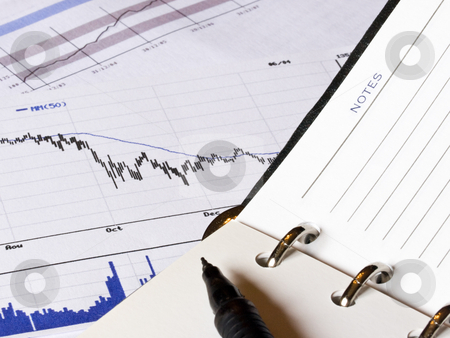 To use this stock image in your creative project, please select the size you need over to the right and click the "Add to Cart" button.
Your downloaded image will come with the Cutcaster watermark removed so don’t worry about the watermark you see on this page. Falling finance graph and a notepad stock photo, Closeup of an opened agenda to a blank NOTES page. An economic decreasing chart and analysis business histogram is present in the background. by FEL Yannick