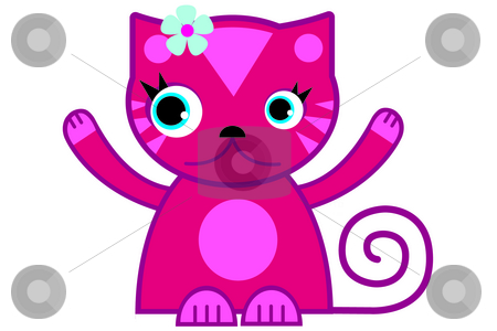 To use this stock image in your creative project, please select the size you need over to the right and click the "Add to Cart" button.
Your downloaded image will come with the Cutcaster watermark removed so don’t worry about the watermark you see on this page. Pink cat stock photo, Pink cartoon character of a cat by Nancy Dunkerley