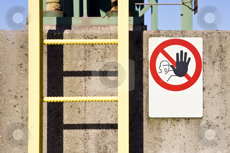 To use this stock image in your creative project, please select the size you need over to the right and click the "Add to Cart" button.
Your downloaded image will come with the Cutcaster watermark removed so don’t worry about the watermark you see on this page. Industrial detail stock photo, A ladder and no access warning sign on a concrete pillar at an industrial plant by Corepics VOF