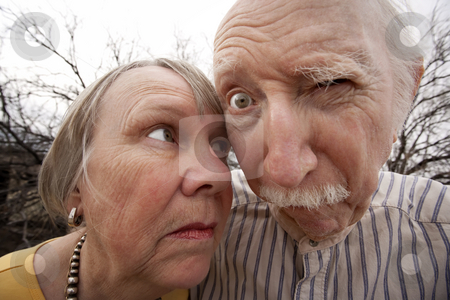 To use this stock image in your creative project, please select the size you need over to the right and click the "Add to Cart" button.
Your downloaded image will come with the Cutcaster watermark removed so don’t worry about the watermark you see on this page. Crazy Couple stock photo, Closeup portrait of crazy elderly couple outdoors by Scott Griessel