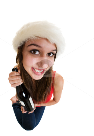 To use this stock image in your creative project, please select the size you need over to the right and click the "Add to Cart" button.
Your downloaded image will come with the Cutcaster watermark removed so don’t worry about the watermark you see on this page. Champagne girl stock photo, A woman wearing a santa cap with a bottle of champagne. by Steve Mcsweeny