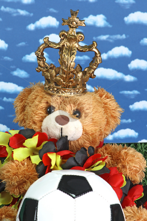 To use this stock image in your creative project, please select the size you need over to the right and click the "Add to Cart" button.
Your downloaded image will come with the Cutcaster watermark removed so don’t worry about the watermark you see on this page. Soccer stock photo, Cute teddy bear with a soccerball onb right background by Birgit Reitz-Hofmann