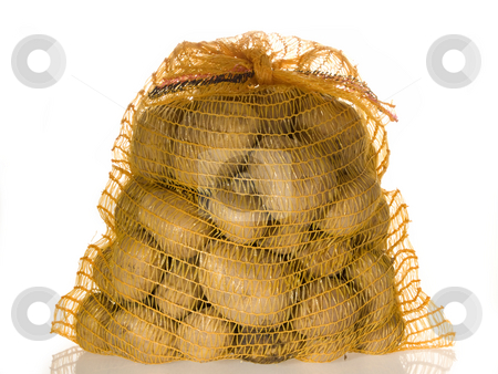 To use this stock image in your creative project, please select the size you need over to the right and click the "Add to Cart" button.
Your downloaded image will come with the Cutcaster watermark removed so don’t worry about the watermark you see on this page. Fresh potatoes stock photo, Potatoes in a sack on bright background by Birgit Reitz-Hofmann