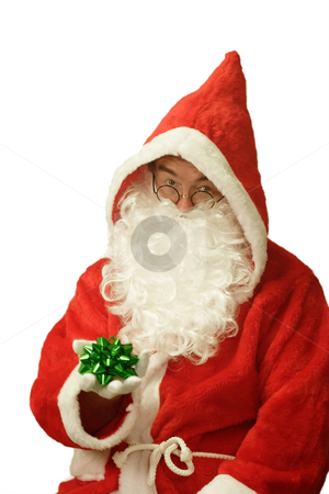 To use this stock image in your creative project, please select the size you need over to the right and click the "Add to Cart" button.
Your downloaded image will come with the Cutcaster watermark removed so don’t worry about the watermark you see on this page. Santa with Gift Loop stock photo, Male caucasian model of santa claus - isolated on white background by Birgit Reitz-Hofmann