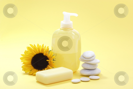 To use this stock image in your creative project, please select the size you need over to the right and click the "Add to Cart" button.
Your downloaded image will come with the Cutcaster watermark removed so don’t worry about the watermark you see on this page. Liquid soap stock photo, Soap and a sunflower on yellow background by Birgit Reitz-Hofmann