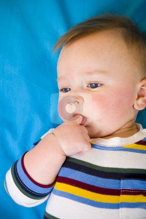 To use this stock image in your creative project, please select the size you need over to the right and click the "Add to Cart" button.
Your downloaded image will come with the Cutcaster watermark removed so don’t worry about the watermark you see on this page. Cute Baby Boy stock photo, A portrait of a cute five month old baby boy. Shallow depth of field. by Travis Manley